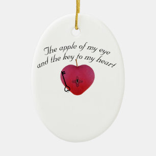 Adorno De Cerámica La manzana de mi ojo y la llave de mi corazón