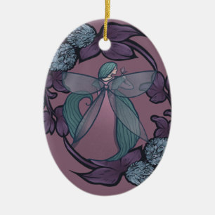 Adorno De Cerámica La mariposa morada de la diosa de las hadas arte