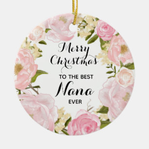 Adorno De Cerámica La mejor abuela floral rosa jamás personalizada