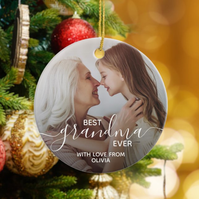 Adorno De Cerámica La mejor foto personalizada de la abuela (Subido por el creador)