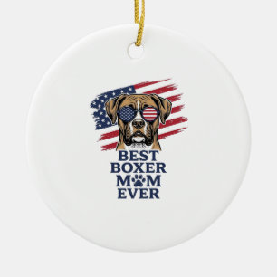 Adorno De Cerámica La Mejor Mamá Boxer Patriótica Diseño de Camiseta