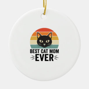 Adorno De Cerámica La Mejor Mamá de Gatos Retro Cara de Gato Diseño V