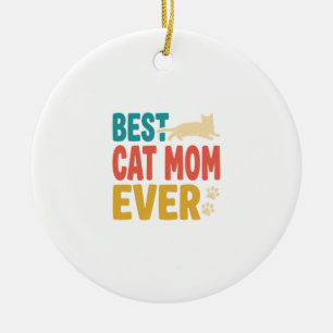 Adorno De Cerámica La Mejor Mamá de Gatos Vintage Diseño de Amante de