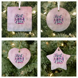 Adorno De Cerámica La mejor mamá del corazón rosado mariposas y flora