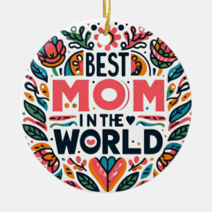 Adorno De Cerámica La Mejor Mamá Del Mundo Arte Folclórico Floral Día