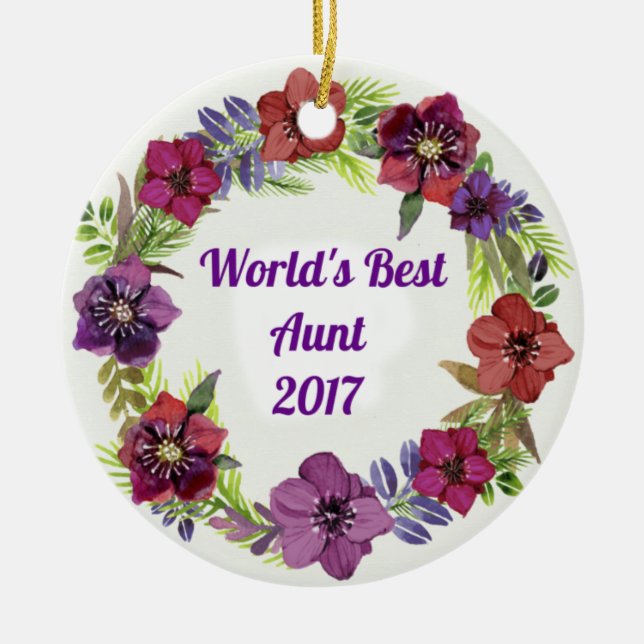 Adorno De Cerámica La mejor tía Christmas Ornament del mundo (Frente)