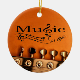 Adorno De Cerámica La música es la vida con la guitarra