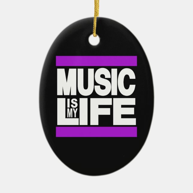 Adorno De Cerámica La música es mi vida púrpura (Frente)