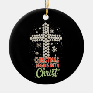 Adorno De Cerámica La Navidad Comienza Con Cristo Cristiano Nieve Xma