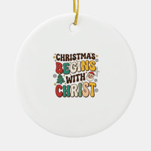Adorno De Cerámica La Navidad Comienza Con Cristo Diseño De Árbol De