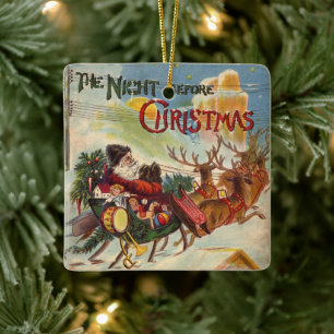 Adorno De Cerámica La Navidad de los Vintage, la noche antes de los N