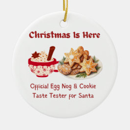 Adorno De Cerámica La Navidad está aquí con galletas y ponche de huev