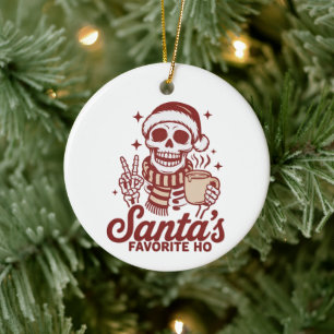 Adorno De Cerámica La Navidad favorita de Santa Ho Esqueleto Snarky C