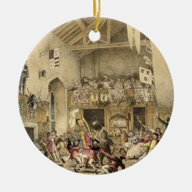 Adorno De Cerámica La noche de Reyes Revels en el gran pasillo, (Frente)