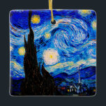 Adorno De Cerámica La noche estrellada de Vincent Van Gogh<br><div class="desc">Vincent Van Gogh La Noche Estelar. Esta es una antigua obra maestra del pintor holandés Vincent Van Gogh. Esta bonita pintura del paisaje artístico tiene un color bonito,  vibrante y saturado. Vincent Van Gogh fue un pintor impresionista de post holandés. Esta imagen es de dominio público</div>
