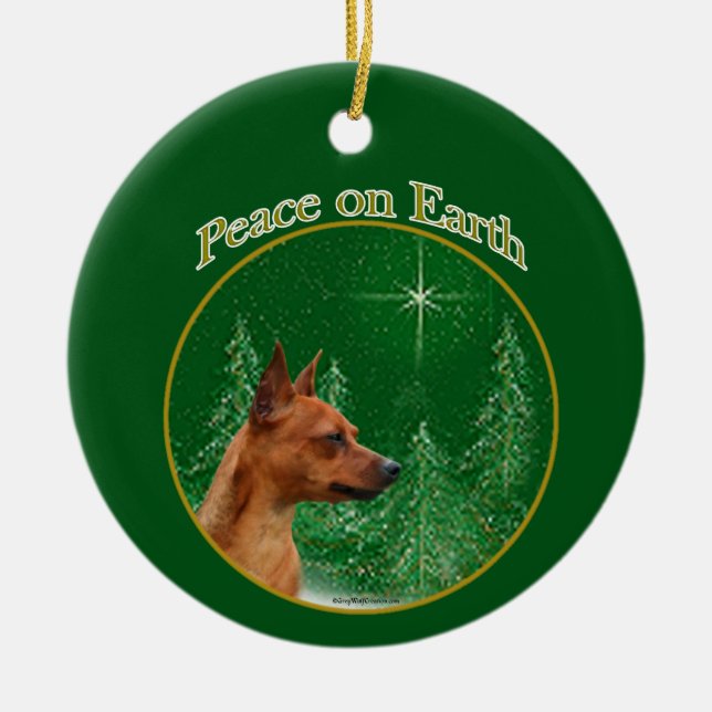 Adorno De Cerámica La paz en miniatura de Pinscher (Frente)