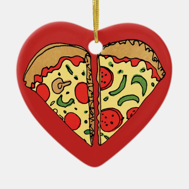 Adorno De Cerámica La pizza del amor añade nombres (Frente)