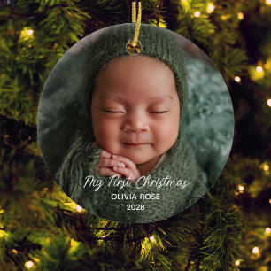 Adorno De Cerámica La primera foto de Navidad del bebé