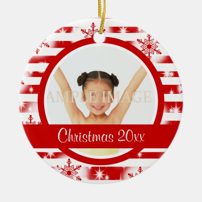 Adorno De Cerámica La primera foto del navidad personaliza (Frente)