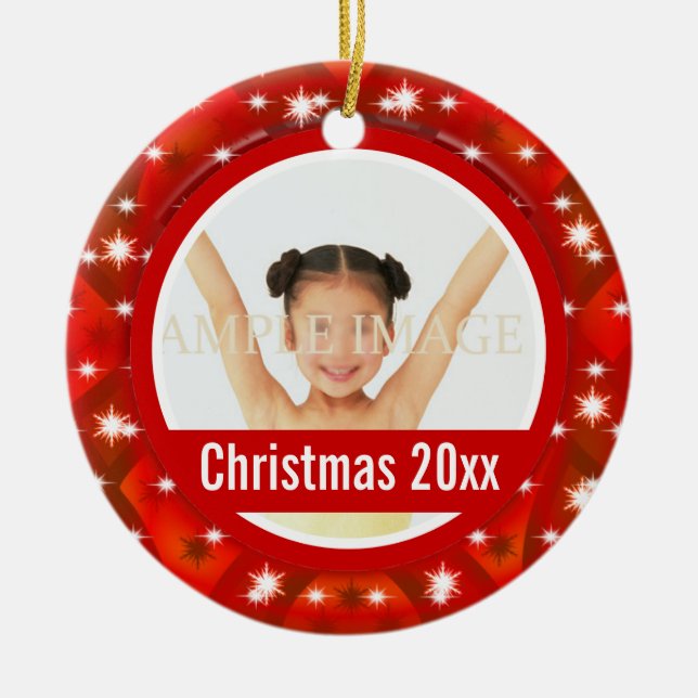 Adorno De Cerámica La primera foto del navidad personaliza (Frente)
