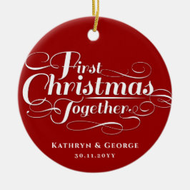 Adorno De Cerámica La primera foto manuscrita blanca de Navidad