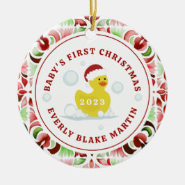 Adorno De Cerámica La primera foto navideña de un bebé de un pato de