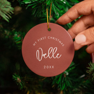 Adorno De Cerámica La primera foto navideña de un niño Terracota mode