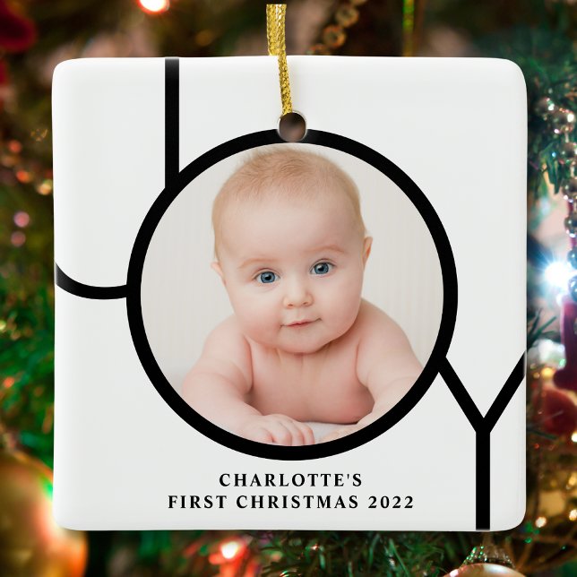 Adorno De Cerámica La primera foto personalizada de Navidad del bebé (Subido por el creador)