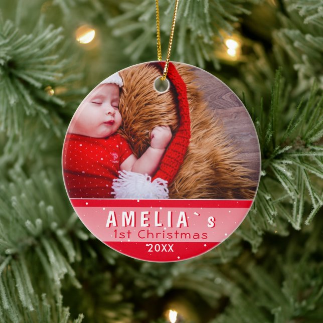 Adorno De Cerámica La primera foto roja de Navidad para el bebé (Árbol)