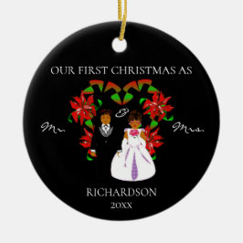 Adorno De Cerámica La primera Navidad afroamericana como Sr. y Sra. C