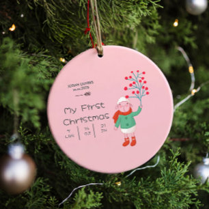 Adorno De Cerámica La primera Navidad de bebé - Arte de corderito lin