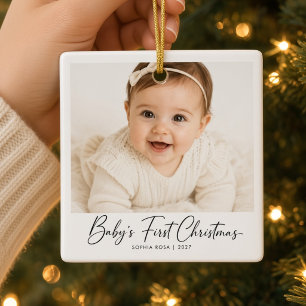 Adorno De Cerámica La primera Navidad de bebé Foto Personalizada Nomb