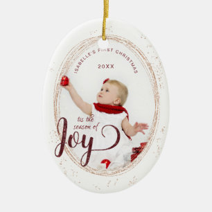 Adorno De Cerámica La primera Navidad de Bebés Temporada de Alegría F