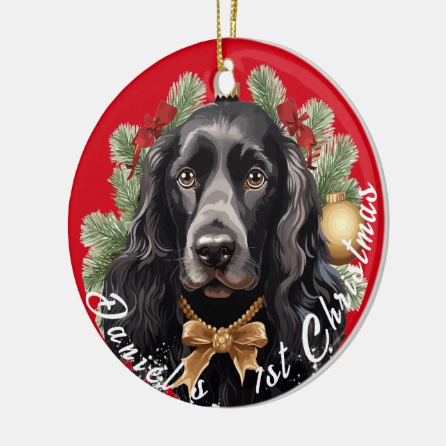 Adorno De Cerámica La primera Navidad de Cocker Spaniel (Izquierda)