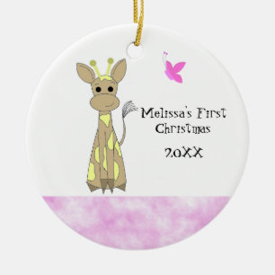 Adorno De Cerámica La primera Navidad de Giraffe Baby