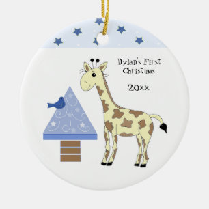 Adorno De Cerámica La primera Navidad de Giraffe Baby