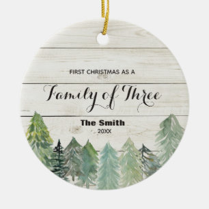 Adorno De Cerámica La primera Navidad de invierno como familia de tre