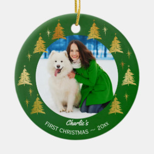 Adorno De Cerámica La primera Navidad de las mascotas - Foto de perro