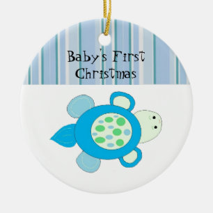 Adorno De Cerámica La primera Navidad de Little Turtle Baby