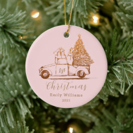 Adorno De Cerámica La primera Navidad de un bebé con elegancia de oro
