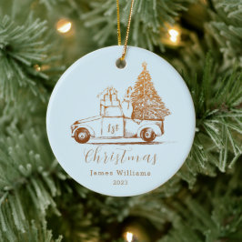 Adorno De Cerámica La primera Navidad de un bebé con elegancia de oro