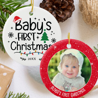 Adorno De Cerámica La primera Navidad de un bebé con foto personaliza