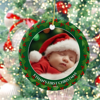 Adorno De Cerámica La primera Navidad de un bebé personalizado