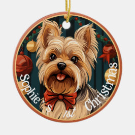 Adorno De Cerámica La primera Navidad de Yorkshire Terrier