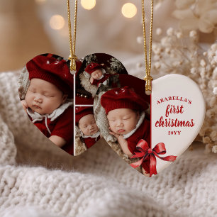 Adorno De Cerámica La primera Navidad del bebé 4 Foto Acuarela Lazo R