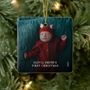 Adorno De Cerámica La primera Navidad del bebé Anuncio de estadística