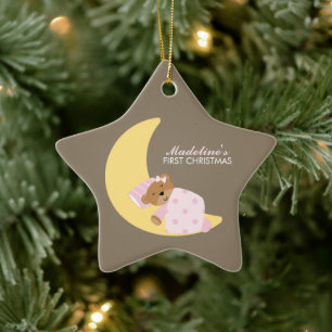 Adorno De Cerámica La primera Navidad del bebé Chica de canciones de