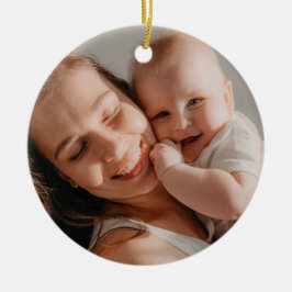 Adorno De Cerámica La primera Navidad del bebé con lazo rojo minimali