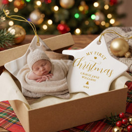 Adorno De Cerámica La primera Navidad del bebé con nombre personaliza