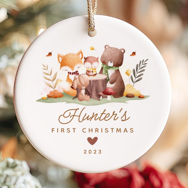 Adorno De Cerámica La primera Navidad del bebé de Woodland Photo (Subido por el creador)